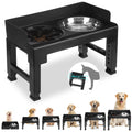PAWCHIE Elevated Dog BowlsMess Proof Feeder for Large Dogs6 Height Adjustable Raised Dog Bowl Stand with Slow Feeder Dog Bowls & Dog Water BowlNo SpillNon-Slip Tiltable Dog Feeder Stand Black